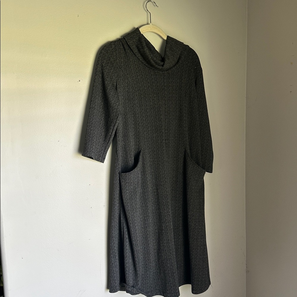 Coldwater Creek Charcoal Herringbone Dress